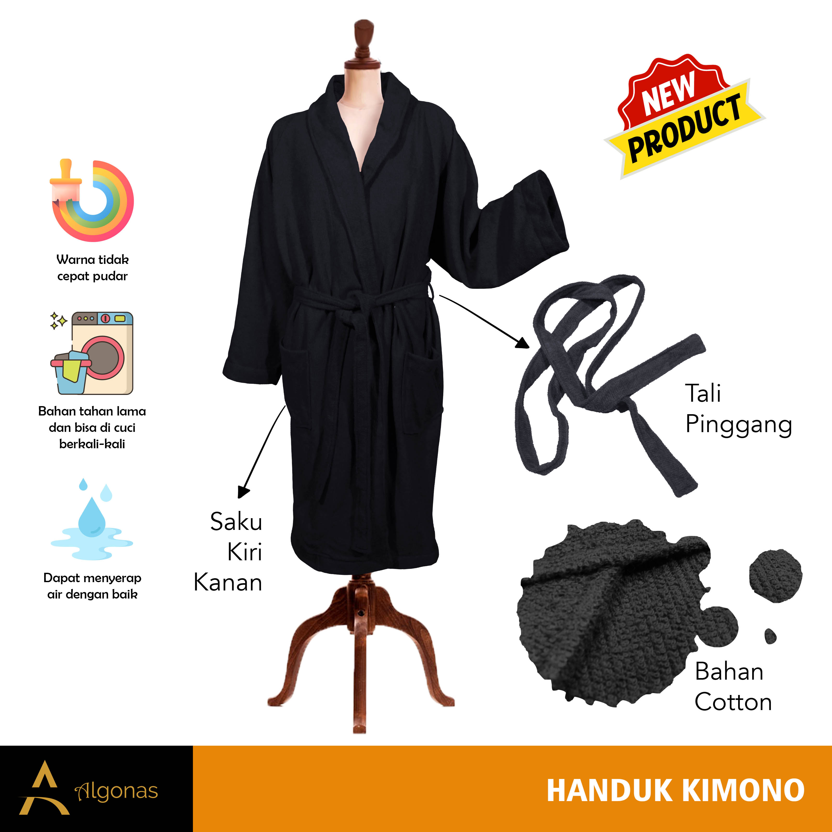 Handuk Kimono Dewasa / Baju Handuk Mandi Premium Quality 800Gr